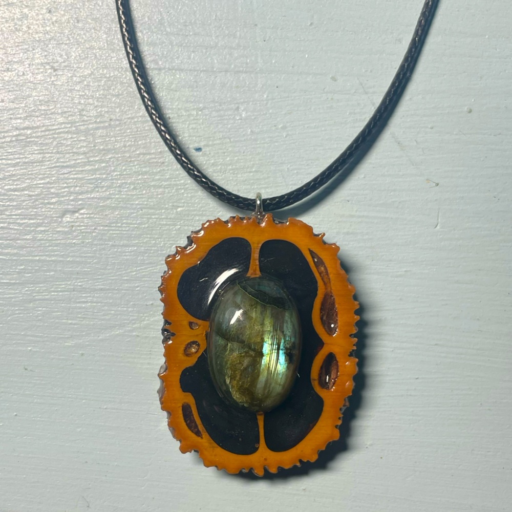 Labradorite Black Walnut Necklace